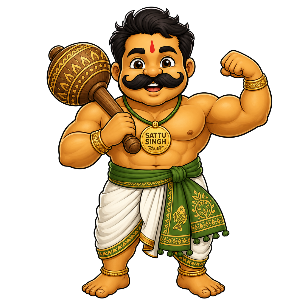 Sattu Singh — RootWell ka Bihari pehelwan mascot